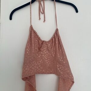 Dizzy lizzy Pink jacquard halter tie crop top size XL
